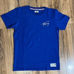 Tommy Hilfiger Signature Royal Blue T-Shirt Embroidered Logo Sz L